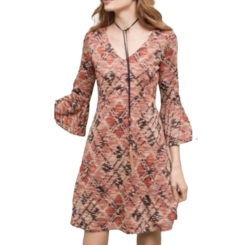 Anthropologie Maeve Erina Bell Sleeve Knit Fit and Flare Swing Dress Small